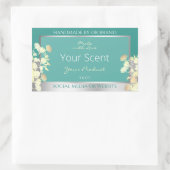 上品なフローラ製品パッケージングラベルティール（緑がかった色）銀 長方形シール (バッグ)