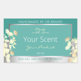 上品なフローラ製品パッケージングラベルティール（緑がかった色）銀 長方形シール