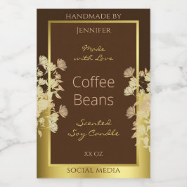 上品なフローラ製品パッケージングラベル茶色の金ゴールド フードラベル