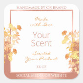 上品なフローラ製品ラベル白とバラ金ゴールド スクエアシール (正面)