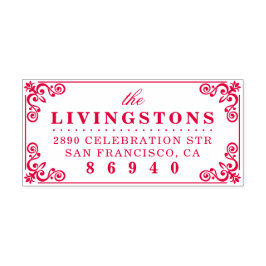 上品なフローリッ縁どクファミリー名差出人住所 セルフインキングスタンプ