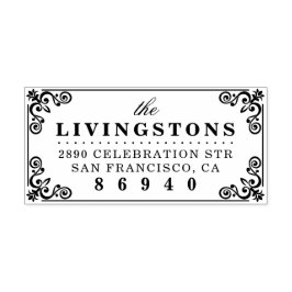 上品なフローリッ縁どクファミリー名差出人住所 ラバースタンプ