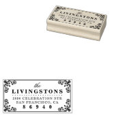 上品なフローリッ縁どクファミリー名差出人住所 ラバースタンプ (押印)