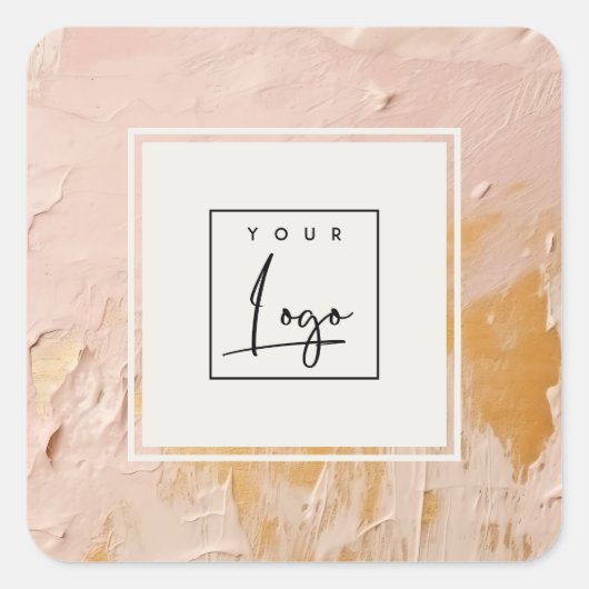 上品なブッシュピンクの金ゴールド絵を描油テクスチャロゴ スクエアシール (正面)