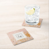 上品なブッシュピンクの金ゴールド絵を描油テクスチャロゴ スクエアペーパーコースター (インサイチュ)