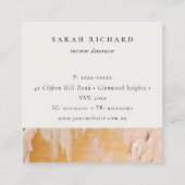 上品なブッシュピンクの金ゴールド絵を描油テクスチャロゴ スクエア名刺 (裏面)