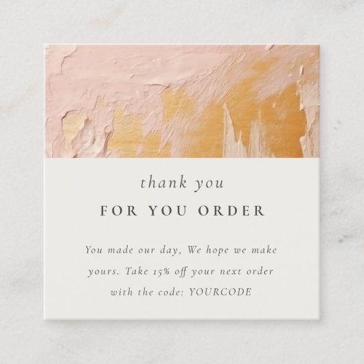 上品なブッシュピンク金ゴールド絵を描油テクスチャー スクエア名刺 (正面)