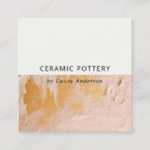 上品なブッシュピンク金ゴールド絵を描油テクスチャQRコード スクエア名刺 (正面)