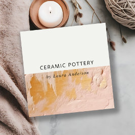 上品なブッシュピンク金ゴールド絵を描油テクスチャQRコード スクエア名刺