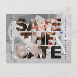 上品なブライダルシューダイヤモンドハートサファイヤ結婚ーズ ポストカード