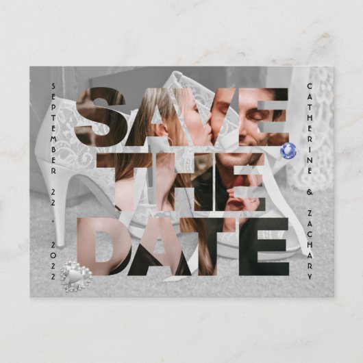 上品なブライダルシューダイヤモンドハートサファイヤ結婚ーズ ポストカード (正面)