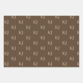 上品なブラウン&ベージュモノグラムイニシャルパターン ラッピングペーパーシート (正面2)