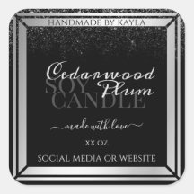 上品なブラックおよびシルバー製品の包装ラベル