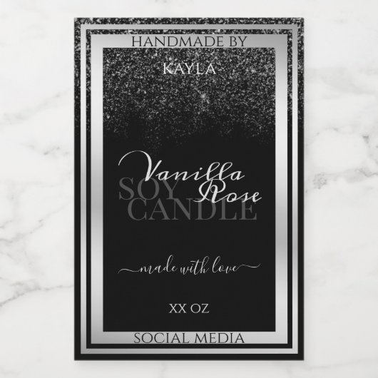 上品なブラックおよびシルバー製品の包装ラベル フードラベル (シングルラベル)