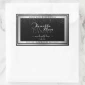 上品なブラックおよびシルバー製品の包装ラベル 長方形シール (バッグ)