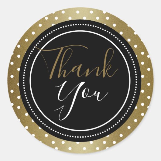 上品なブラックと金ゴールドありがとう ラウンドシール (正面)