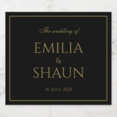 上品なブラックと金ゴールドきらめくワインラベル スパークリングワインラベル (シングルラベル)