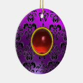 上品なブラックイエローダマスクジェムストーン セラミックオーナメント (右)