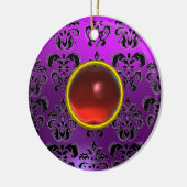 上品なブラックイエローダマスクジェムストーン セラミックオーナメント (左)