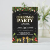 上品なブラッククリスマスパーティの招待状 招待状 (スタンド正面)