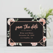 上品なブラックピンクエレガントフローラ結婚ズ セーブザデート (スタンド正面)