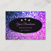上品なブラックピンクパープルスパークルグリッターダイヤモンド 名刺 (正面)