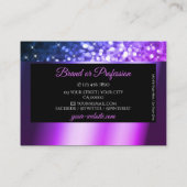 上品なブラックピンクパープルスパークルグリッターダイヤモンド 名刺 (裏面)