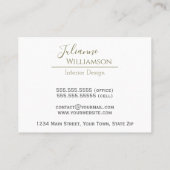 上品なブラックフェイクレザーと金ゴールドフレームエレガント 名刺 (裏面)