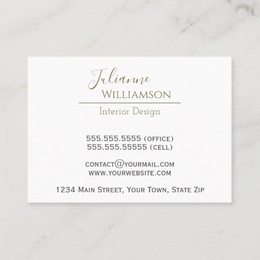 上品なブラックフェイクレザーと金ゴールドフレームエレガント 名刺 (裏面)