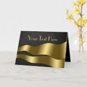 上品なブラックレザーと金ゴールド波形グリーティングカード カード (黄色い花)