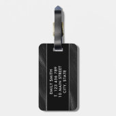 上品なブラックレザーモノグラムイニシャル ラゲッジタグ (裏面縦)