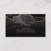 上品なブラック金ゴールド大理石Agateモノグラムスクリプト 名刺 (裏面)