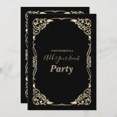 上品なブラック&ゴールドフレーム あらゆるシーンに 招待状 (正面/裏面)