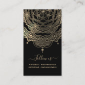 上品なブラック&金ゴールドマンダライヤリングディスプレイカード 名刺 (裏面)