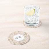 上品なブラッシュブラウンの花柄 ブライダルシャワー ラウンドペーパーコースター (インサイチュ)