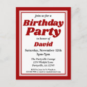 上品なブルゴーニュ大人の誕生日パーティー インビテーションポストカード (正面)