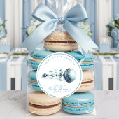 上品なブルーの赤ちゃんのラトル 男の子のベビーシャワー お礼 ラウンドシール