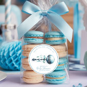 上品なブルーの赤ちゃんのラトル 男の子のベビーシャワー お礼 ラウンドシール