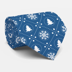 上品なブルーフェスティバルクリスマスパターン ネクタイ