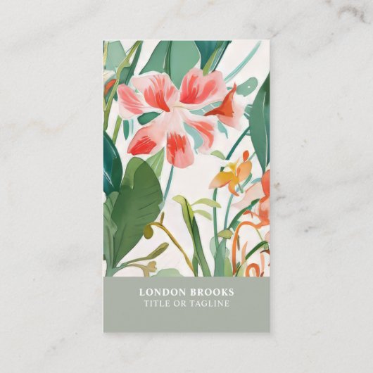 上品なブルーミングフローラ |ソーシャルメディア 名刺 (裏面)