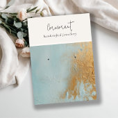 上品なブルー金ゴールド油絵を描テクスチャーイヤリングホルダー 名刺