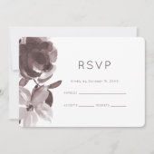 上品なプラムフラワーウェディング出欠確認カード 招待状 (正面)