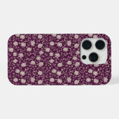 上品なプラム ローズ アイボリー 花柄 iPhoneケース (裏面横)