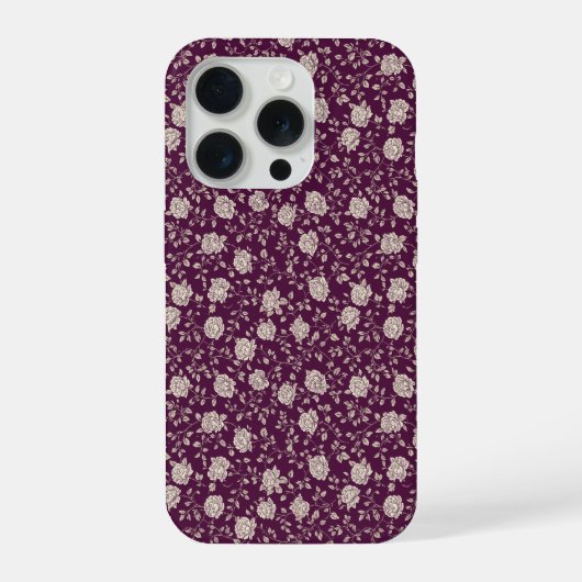 上品なプラム ローズ アイボリー 花柄 iPhoneケース (裏面)