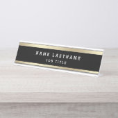 上品なプロフェッショナルエレガントブラック金ゴールド デスクネームプレート (正面)