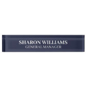 上品なプロフェッショナルネイビーブルーオフィスタイトルデスク デスクネームプレート (正面)