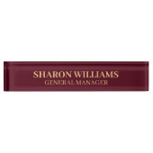 上品なプロフェッショナルブルゴーニュレッドオフィスタイトル デスクネームプレート (正面)