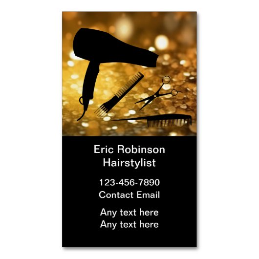 上品なヘアスタイリストトレンディー磁気名刺 マグネット名刺 (正面縦)