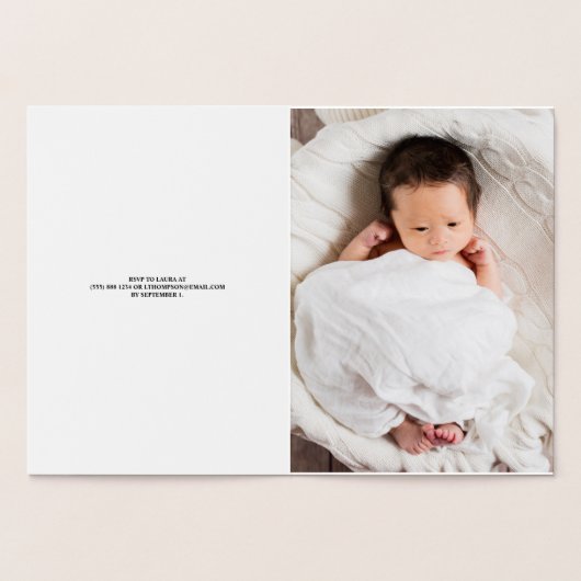 上品なベビー洗礼式 カスタム写真 箔カード (内部)