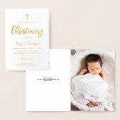 上品なベビー洗礼式 カスタム写真 箔カード (ディスプレー)